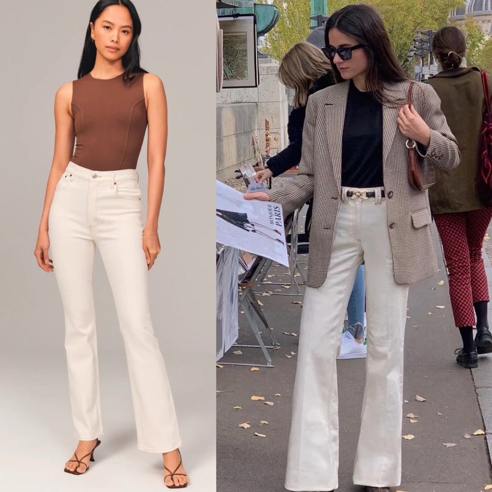 Abercrombie & Fitch Cream Flare Jeans